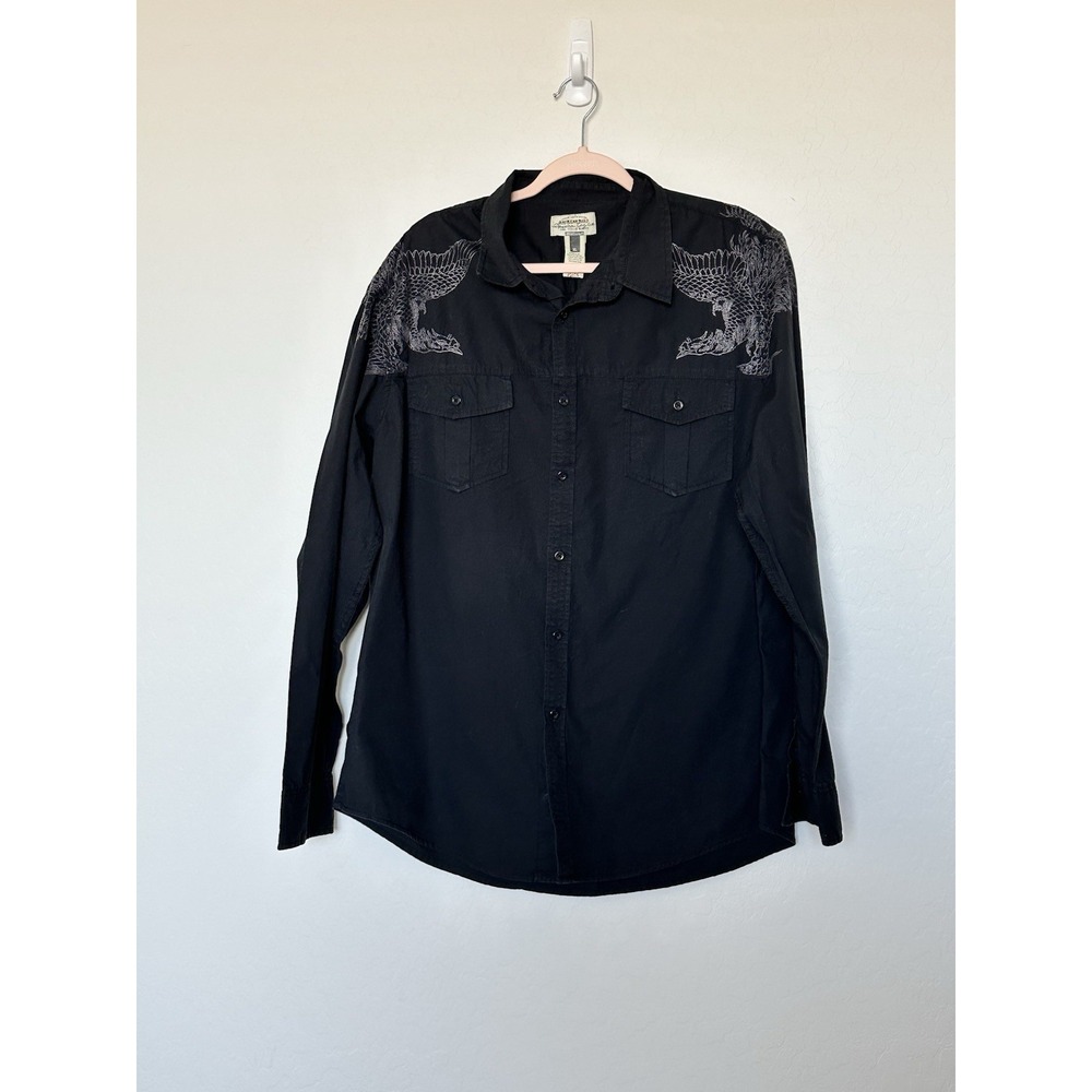 American Rag Black Long Sleeve Shirt Phoenix? Cowboy Rockabilly Mens XL 2-Sided